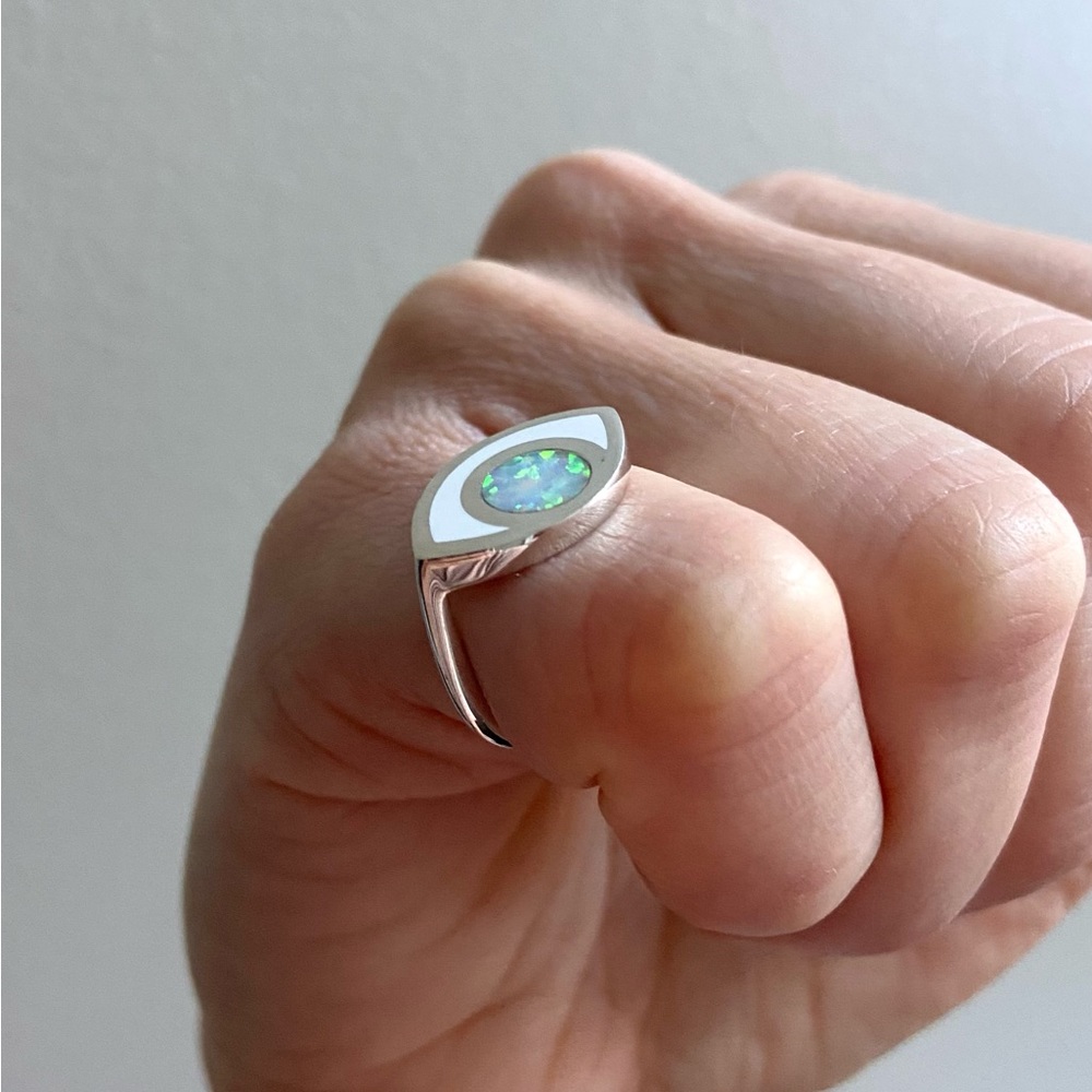 Opal Eye Ring Silver Jewelry - Picture 10 of 11